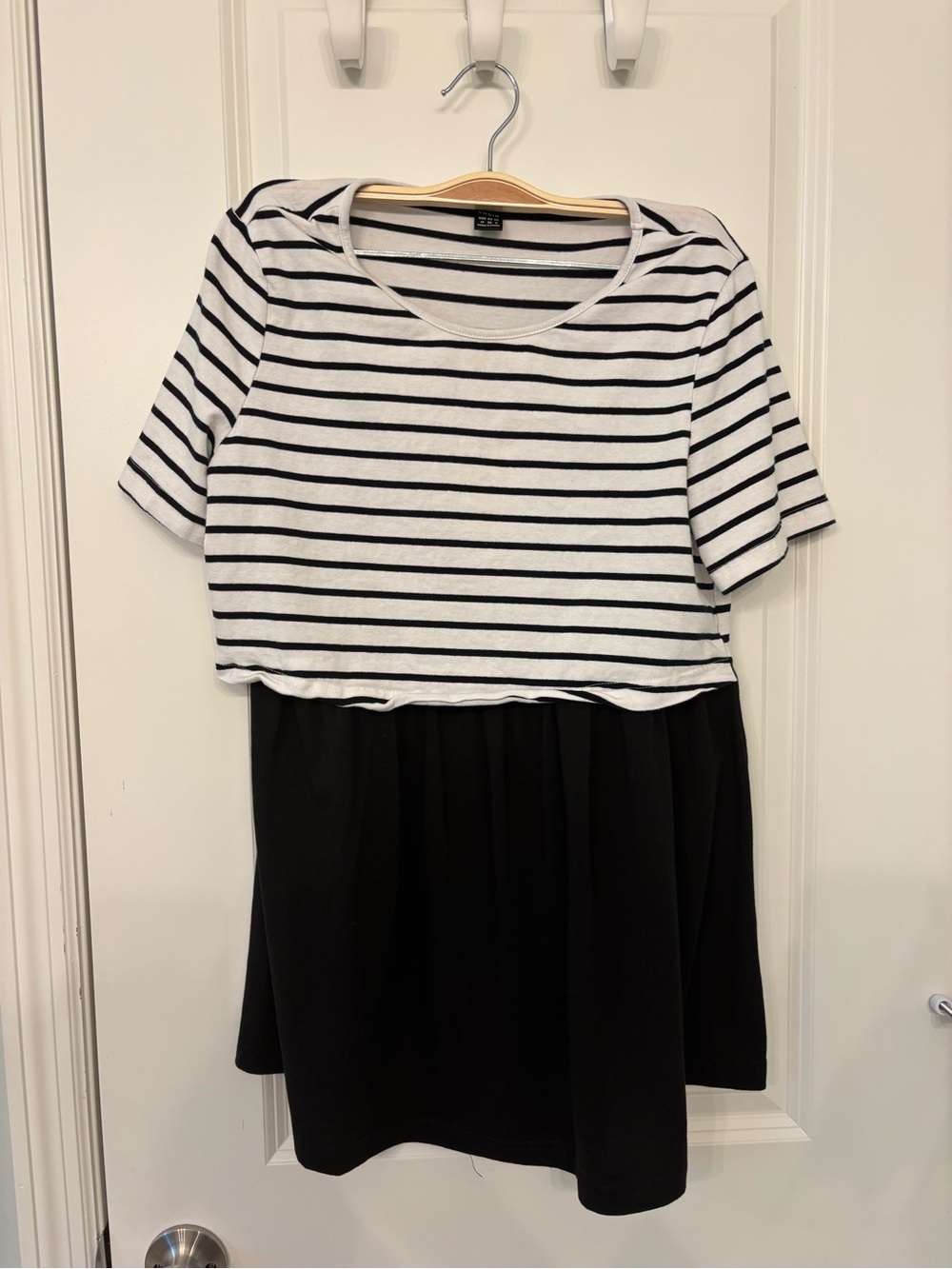SHEIN Black & White Striped Short Sleeve Maternity/Nursing Tee